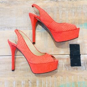 Brian Atwood Beatris Slingback Suede Snake Pumps